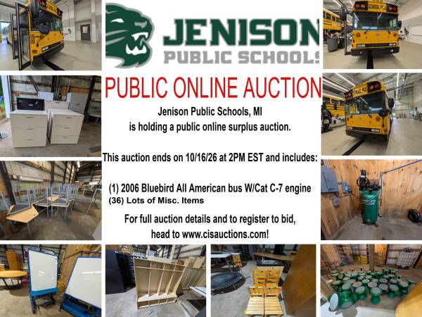 Public online surplus auction for Jenison Public Schools 1