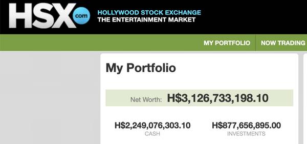 H$3 billion Hollywood Stock Exchange account! 1