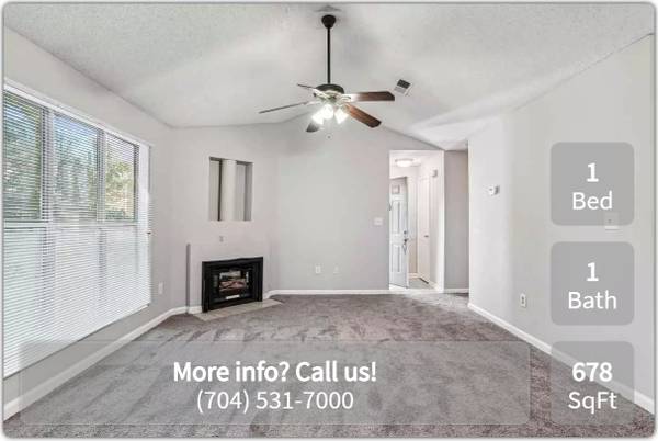 $1,145 / 1br - 678ft2 - Amazing 1 Bed, 1 Bath with public transit access! 678 Sq Ft! (Charlotte)63925205433090121