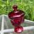 Viking Art Glass MCM Six Petal Ruby Red Candy Jar and Cover 8 thumbnail