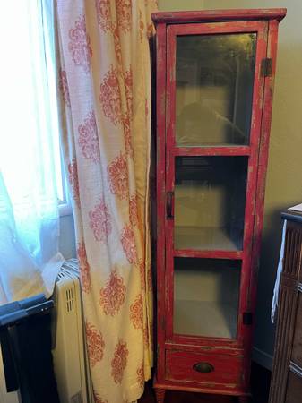 Red shabby chic red cabinet 1