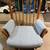 Beautiful X-Large Light Blue Fabric/Wood Glider Rocker w/Ottoman -Nice 2 thumbnail