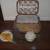 Wicker picnic basket with plastic dishes utensils cups wine glasses ++ 8 thumbnail