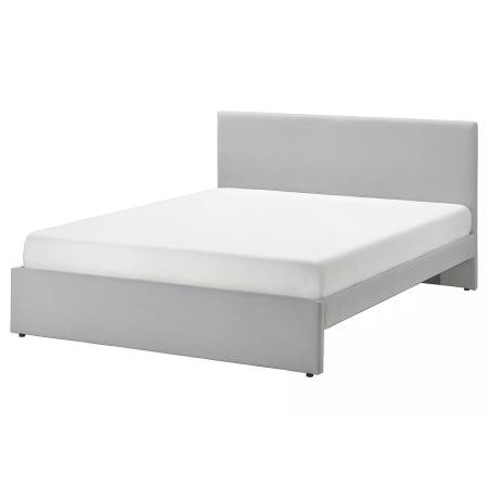 IKEA GLADSTAD Upholstered bed frame, Kabusa light gray, Queen -Like New + Luröy 1