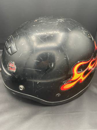 Half helmet black with flames size XL DOT rated 1