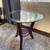 Glass topped wood end tables, mid-century modern, pair 3 thumbnail