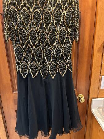 Womens Lawrence Kazar silk and chiffon dress  size L 1