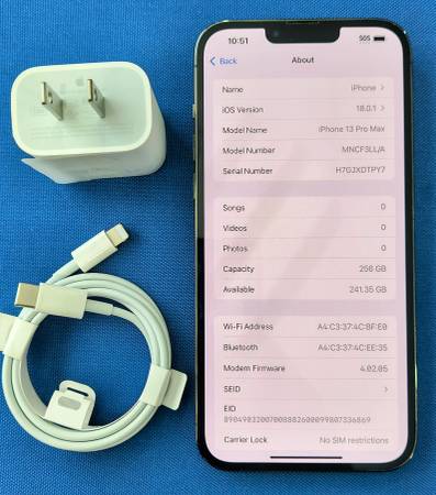 Green IPhone 13 ProMax Unlocked 256GB LIKE-NEW - $55063471266288003122