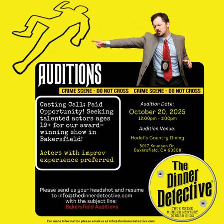 The Dinner Detective - Bakersfield Casting Call for Actors 1