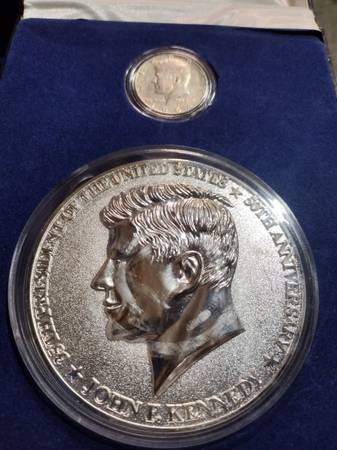 1964 Kennedy Silver Half Dollar With Large Kennedy Medal 1