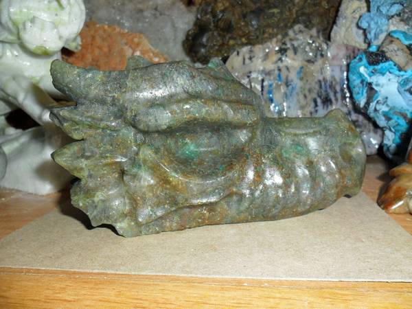 NATURAL GENUINE EMERALD GEMSTONE CRYSTAL DRAGON HEAD SKULL CARVING EXT 1