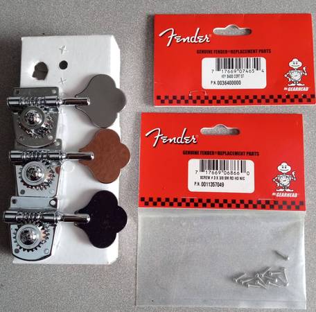 3 NEW Fender Bass Tuning Keys w/ Screws 1