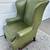 Chippendale Style Green Leather Wingback Chair 11 thumbnail