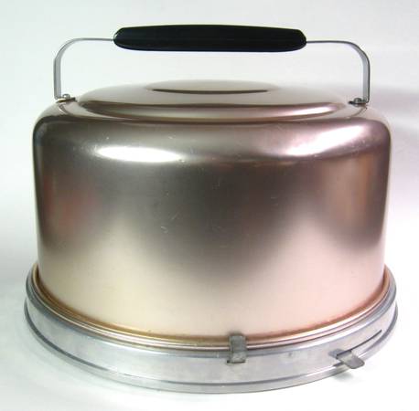 Retro 1950s MIRRO #2003 KM Aluminum Cake Carrier, Round, Rose Gold 1