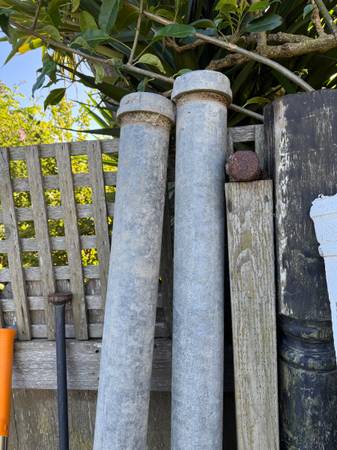 Two Galvanized Bollards with caps 1