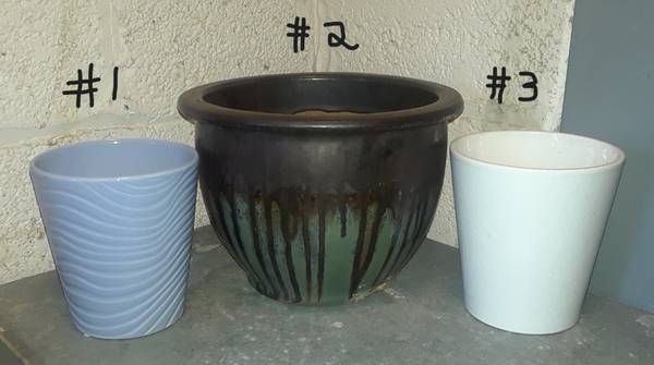 Three ceramic planters -- will sell separately or together 1