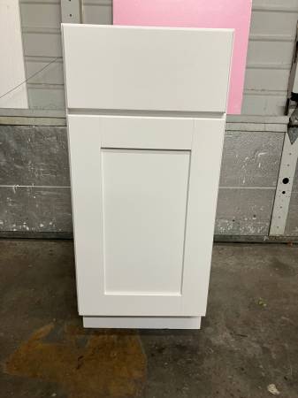 Qty 2 - 15" Kitchen Base Cabinets Shaker Style Bright White 1