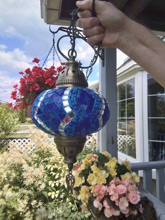 Blue Mosaic Turkish Hanging Lamp 1