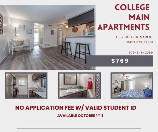 $769 / 1br - **VIVE CERCA DEL CAMPUS** ¡¡¡DISPONIBLE 1 DE OCTUBRE!!!63884891179393120