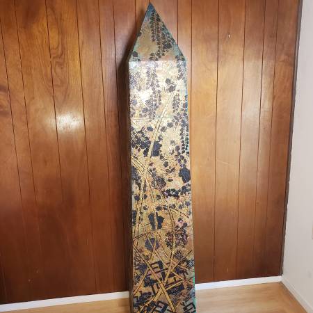 7ft Gilded Abstract Obelisk Painted Monument/Sculpture 1