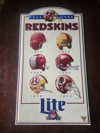 Redskins  metal advertising sign  (Miller Lite) 1