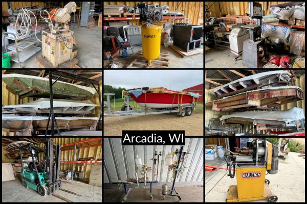 Boat Manufacturing Equipment—Molds, Hull, Forklift, & More—Bid! 1