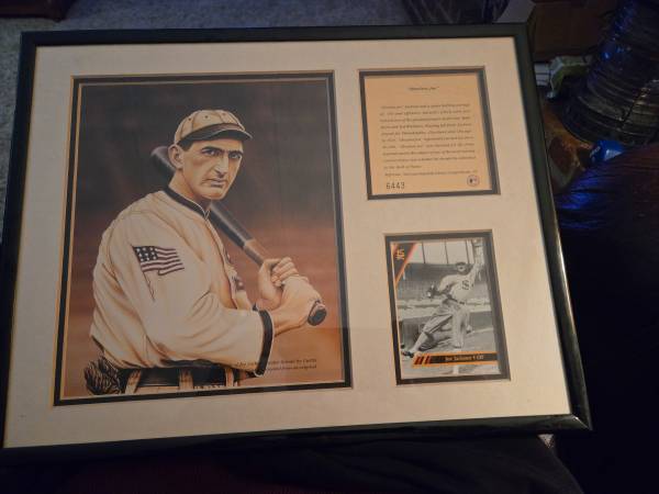 Rare shoeless joe jackson framed lithograph 1