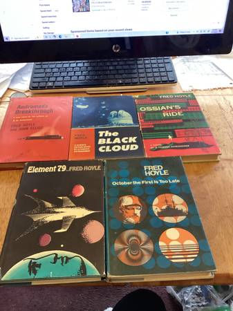 5 vintage first ed Fred Hoyle Sci Fi books.1950s-60s 1