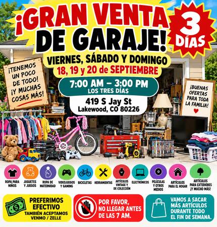 ¡GRAN VENTA DE GARAJE 3 DÍAS! Ropa, Juguetes, Videojuegos, Bicicletas 1