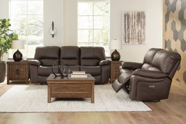 Mostly leather reclining sofa & reclining rocker 1
