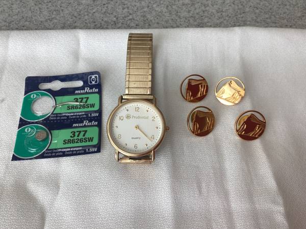 Vintage Prudential watch and pins 1