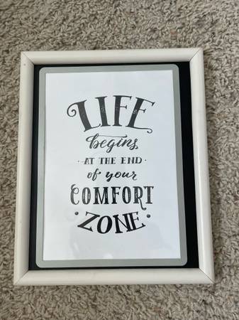 Motivational Wall Art Framed quote Life begins at the end of your comfort zone 1