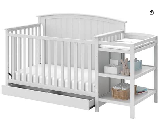 Crib + changing table, new in box - white - $325 1