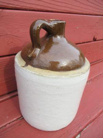 Brown & White Stoneware Pottery Jug 1