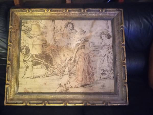 "Antique" framed tapestry 1