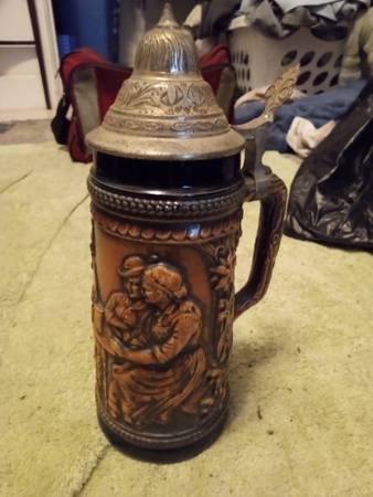 Collectable Beer Stein with 2 Men In A Pub and 2 Women 1