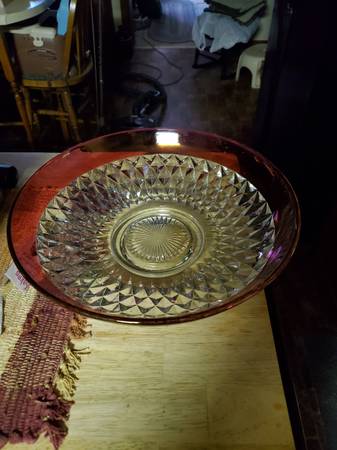 Vintage Cranberry Centerpiece Cut Glass 1