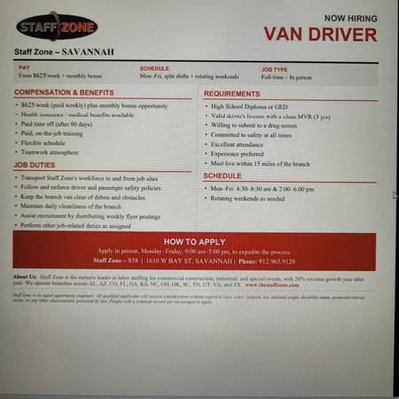 PASSENGER VAN DRIVER NEEDED 1