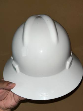 MSA White Full Brim Hard Hat Helmet Construction 1