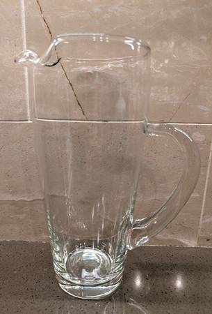 Mid Century Pitcher - Glass - Pinched Spout - Barware 1