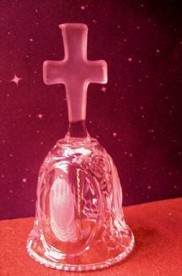 Vintage Crystal Bell with Crystal Cross as a Handle and Praying Hands 1