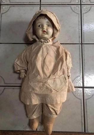 Antique composition 18” baby doll with cloth body. 1