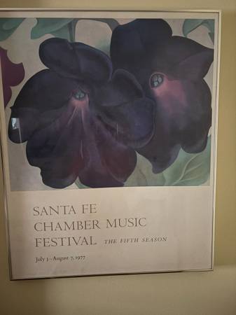 Georgia O'Keefe's "Purple Flowers" Print Framed 1