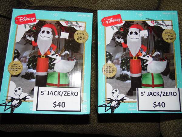 5' Tall Jack Skellington with Zero Inflatable --New in Box-Half Price- 1