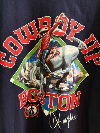 Boston Red Sox “Cowboy Up” Kevin Millar number 15 T-shirt navy 1