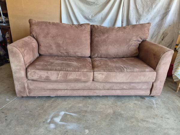 Sofa - good condition - brown microfiber - fold out sofabed 1