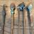 Antique Fireplace Tool Set & Andirons w/ Log Holders Brass Acorn 17 thumbnail