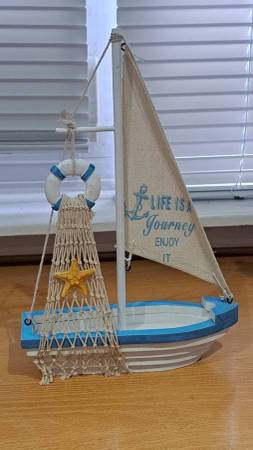 Small Wooden Sailboat Models for Beach Nautical Home Decor 1
