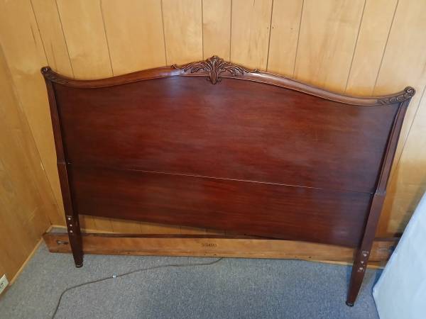 Vintage Solid Wood Full-Size Bed Frame – with Original Hardware 1