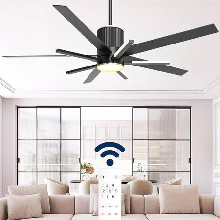 Fande-Aire 56" Ceiling Fan with Light and Remote Black Gold Modern 1
